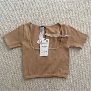 NWT Zara Ribbed Crop Tshirt Contour Line